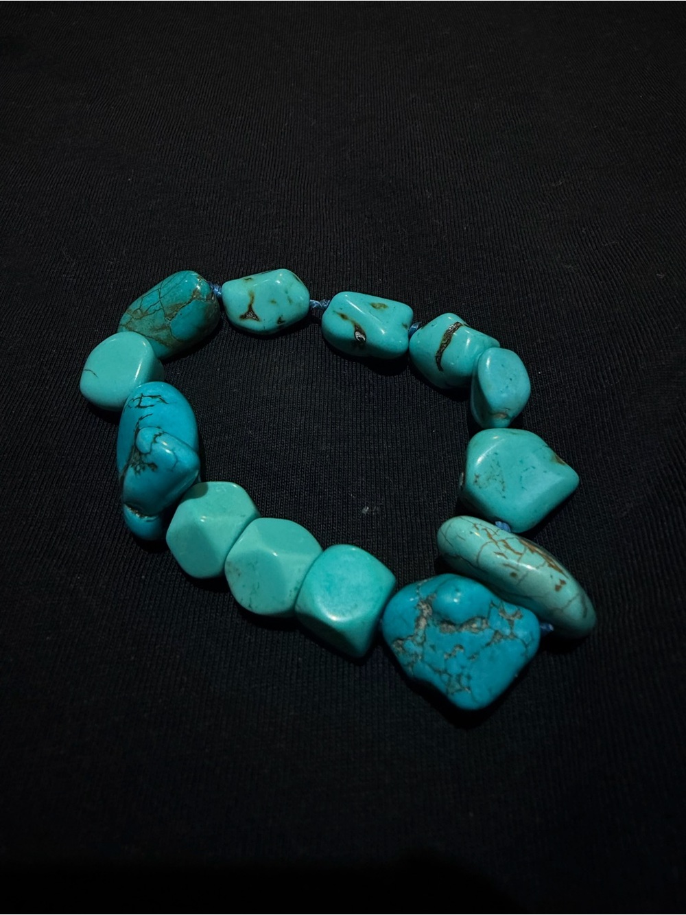 Chunky Raw Turquoise Style Stone Stretch Bracelet - Boho Nugget Bead Bracelet